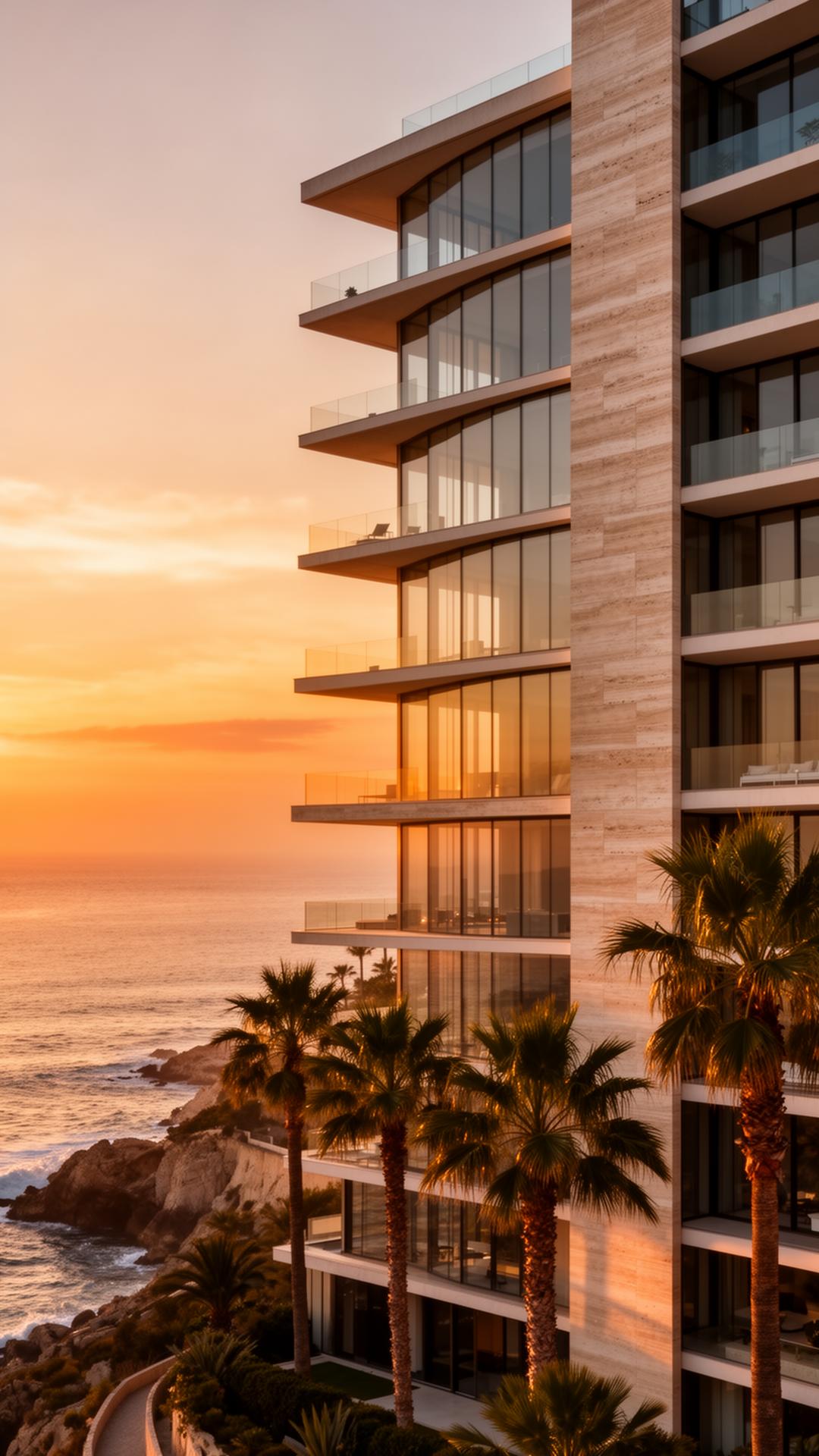 Modern apartment building overlooking the sea