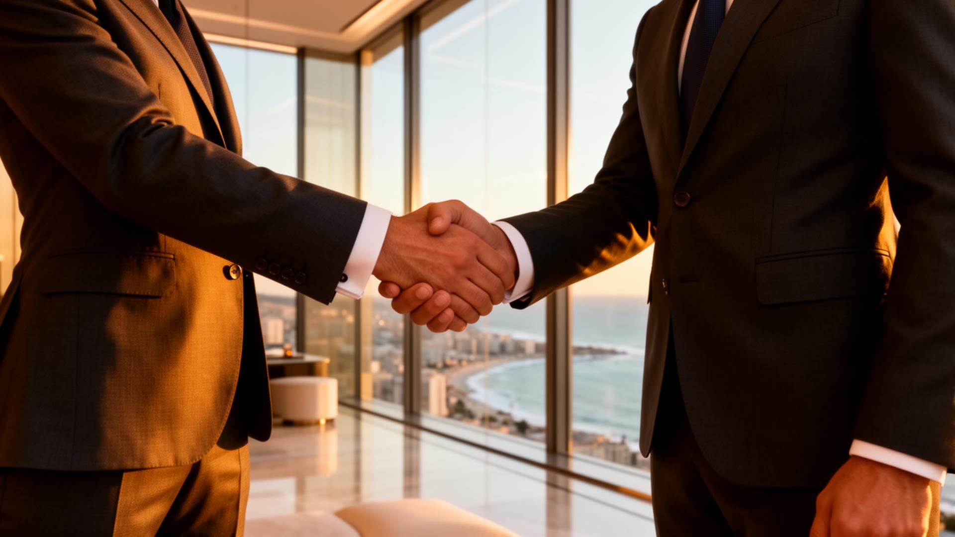 A handshake symbolising Danat Al Ghad's client commitment
